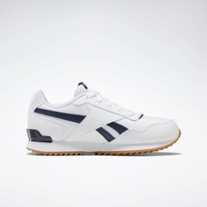 Adidasy Dziecięce Reebok Royal Glide Ripple Białe/Granatowe PL 68TQBKX